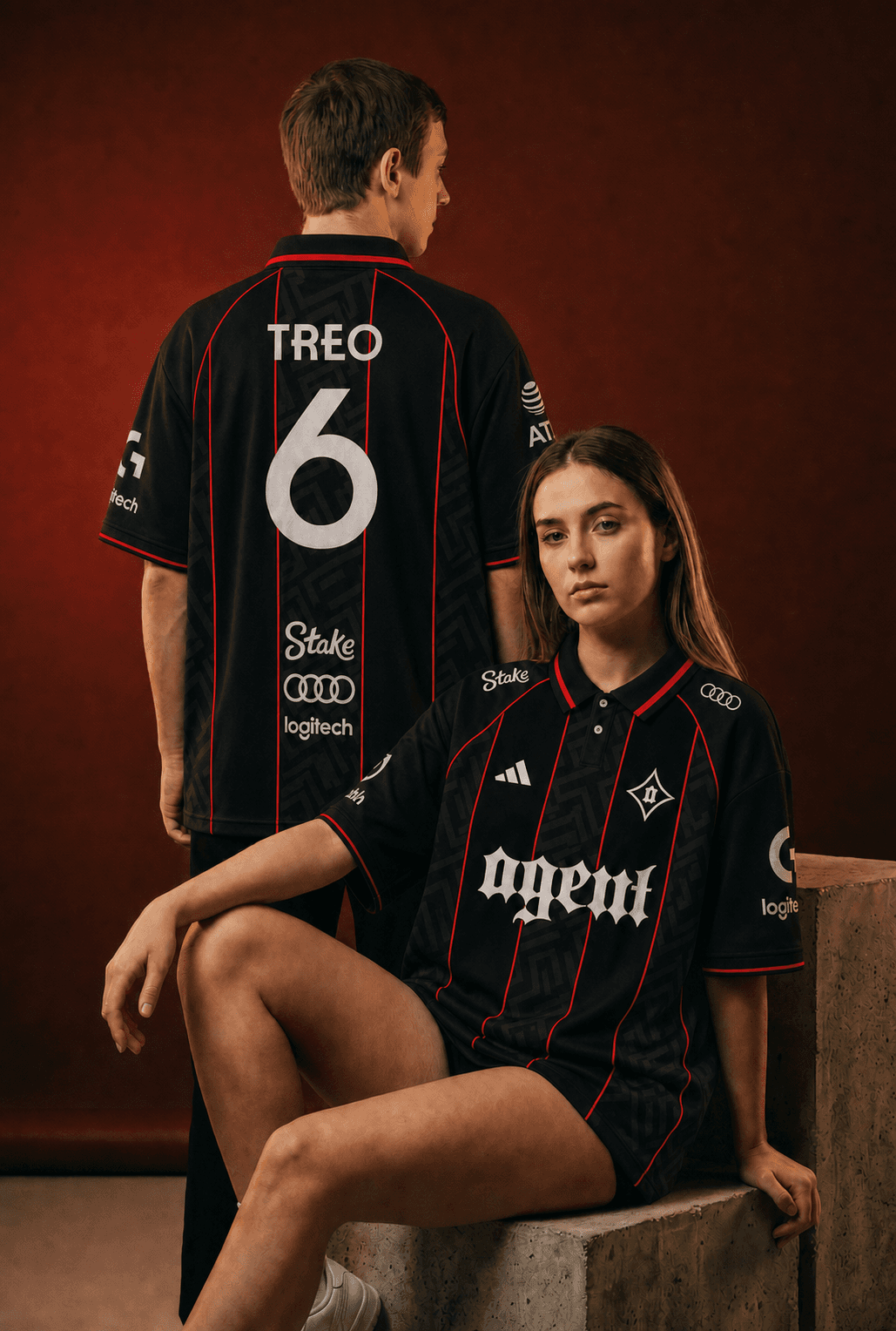 Models wearing the official Agent Counter-Strike team jersey